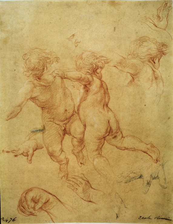 Two flying putti. Study de Pompeo Girolamo Batoni
