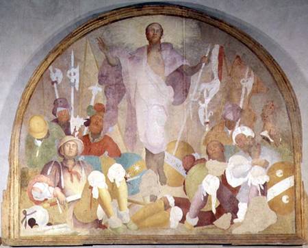 The Resurrection, lunette from the fresco cycle of the Passion de Pontormo,Jacopo Carucci da