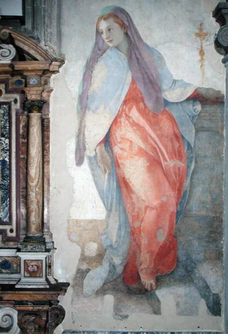 The Visitation, detail of Elizabeth to right of the altar de Pontormo,Jacopo Carucci da