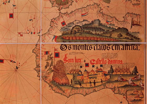 Map of Sao Jorge da Mina, on the Gold Coast of Africa, founded by the Portuguese in 1482 (coloured e de Portuguese School