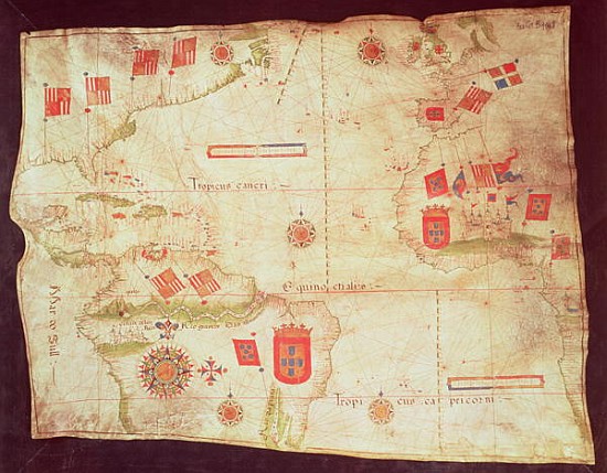 Map of the Atlantic Ocean, c.1550 de Portuguese School