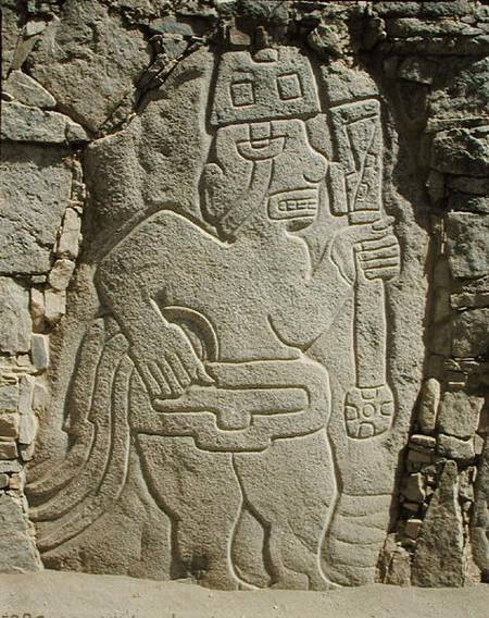 Stela depicting a warrior holding a club, Chavin Culture de Pre-Columbian