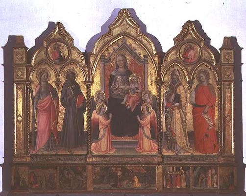 Madonna and Child enthroned with St. Catherine, St. drancis, St. Zenobius and St. Mary Magdalene (te de Pseudo Ambrogio di Baldese