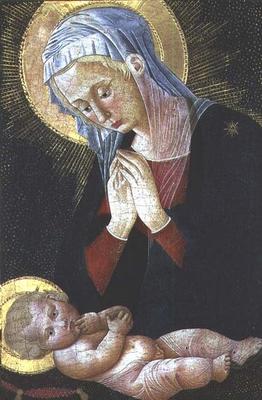 Madonna adoring the Christ Child (tempera on panel) de Pseudo Pier Francesco Fiorentino