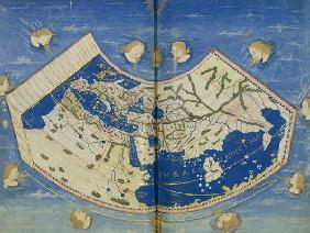 Ms Lat 463 Fol.75v-76r Map of the World with the Twelve Winds (vellum)