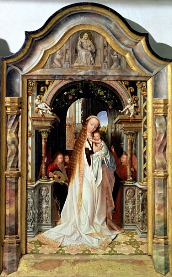 Virgin and Child with Three Angels, central panel of a triptych, c.1509 de Quentin Massys or Metsys