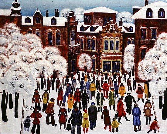 Winter Day in the City, 1975 (oil on canvas)  de Radi  Nedelchev