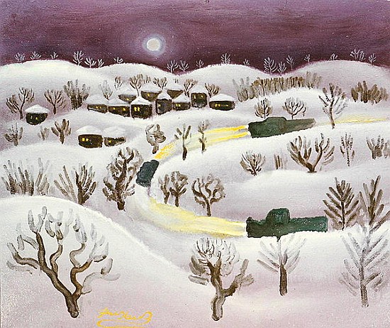 Winter Night, 1971 (oil on canvas)  de Radi  Nedelchev