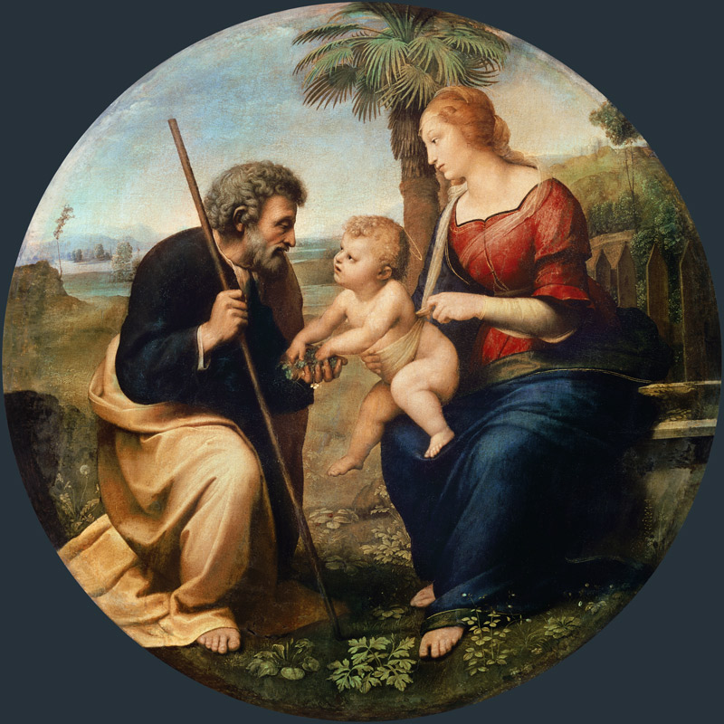 La Familia Santa bajo la palmera de Raffaello Sanzio