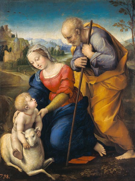 The Holy Family with a Lamb de Raffaello Sanzio