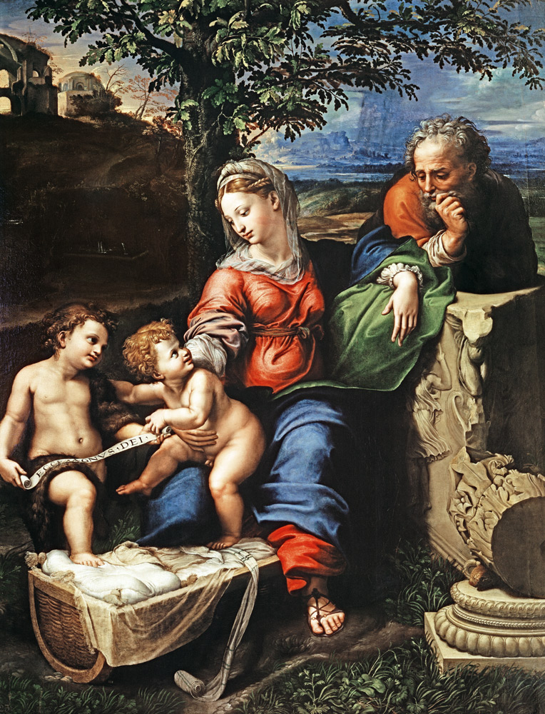 Holy family with St. John (by Raffael and Giulio Romano) de Raffaello Sanzio
