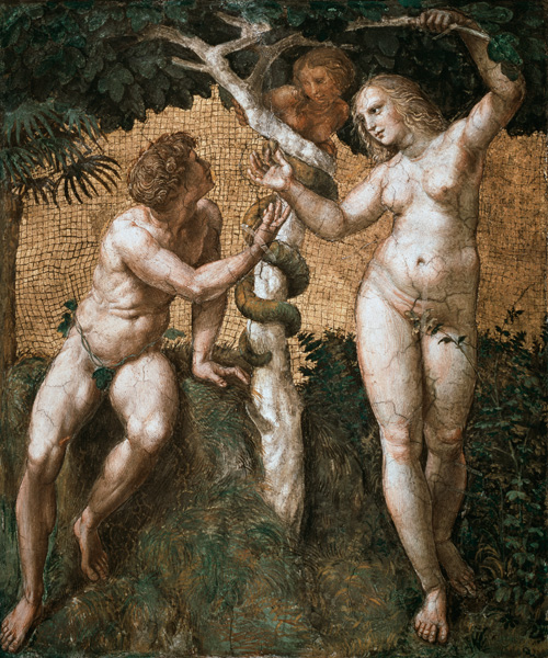 Adam and Eve, from the 'Stanza della Segnatura' de Raffaello Sanzio