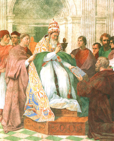 Gregor IX. receives the Dekretalien (detail part) de Raffaello Sanzio