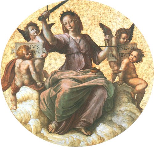 Justitia (detail part of blanket of the Stanza della Segnatura) de Raffaello Sanzio