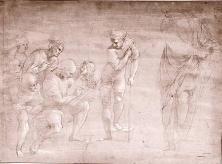 Pythagoras, drawing for the 'School of Athens' fresco cil & de Raffaello Sanzio
