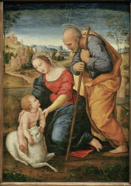 Raphael / Holy Family with lamm / 1504 de Raffaello Sanzio