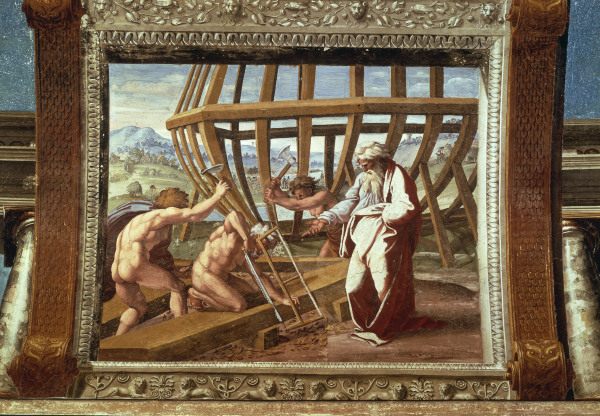 Raphael /The building of the Ark /c.1515 de Raffaello Sanzio