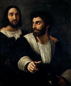 Autorretrato de Rafael con un amigo.