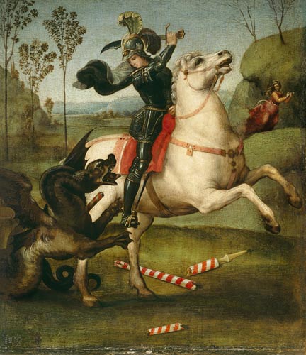 St. George Struggling with the Dragon de Raffaello Sanzio