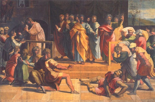 The death of the Ananias de Raffaello Sanzio