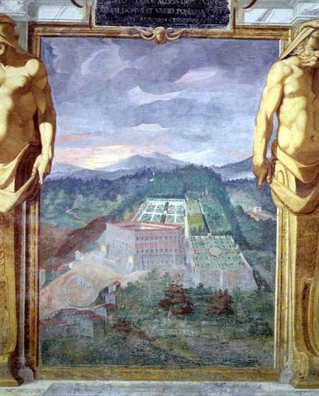 The Villa di Caprarola, from the Loggia of the Villa Lante de Raffaellino  da Reggio