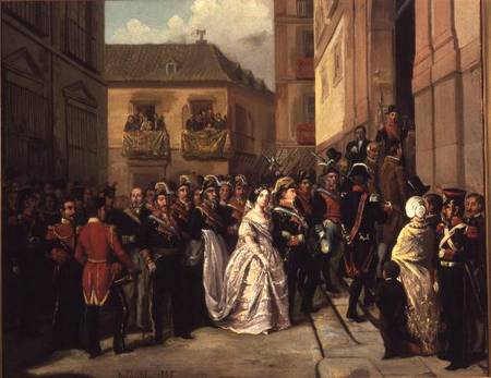 Isabella II of Spain (1830-1904) and her husband Francisco de Assisi visiting the Church of Santa Ma de Ramon Soldevilla Trepat