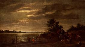 A Coach crosses the River Leck in Holland at Moonlight de Ramsey Richard Reinagle