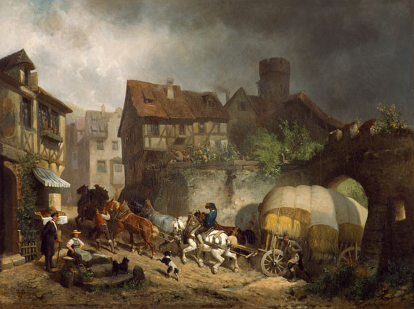 Schwäbische Dorfszene (Vor dem Gewitter) de Reinhold Braun