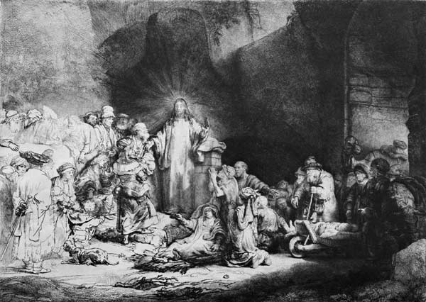 Christus heilt die Kranken (sog. Hundertguldenblatt) de Rembrandt van Rijn