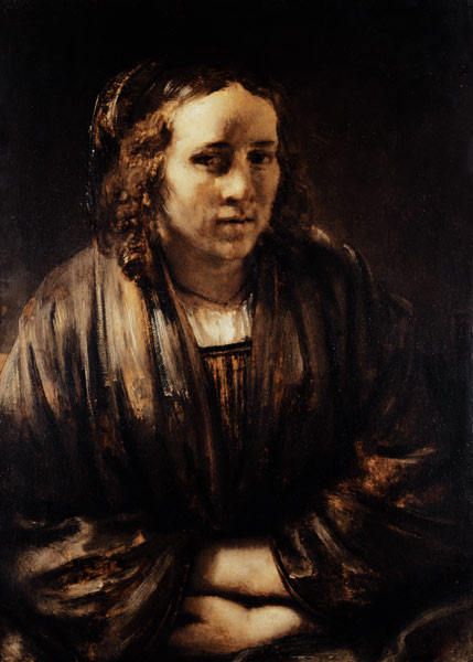 Portrait of the Hendrickje lout. de Rembrandt van Rijn
