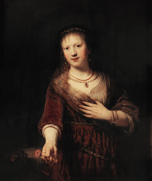 Saskia with the red flower de Rembrandt van Rijn