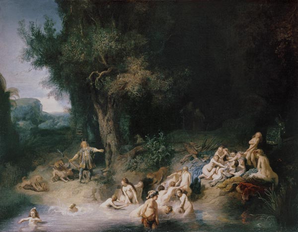 Diana in the bath with Aktaeon and Kallisto. de Rembrandt van Rijn