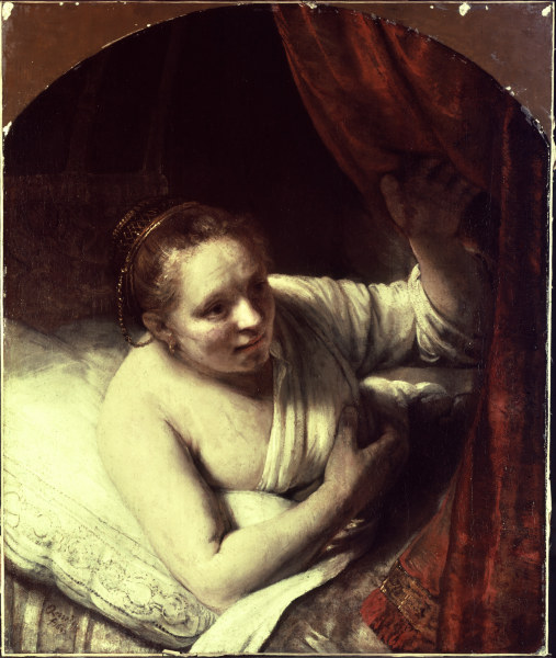 Rembrandt, Junge Frau im Bett de Rembrandt van Rijn