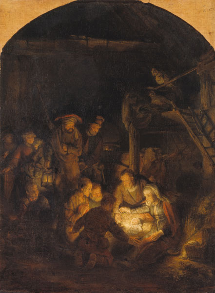 Rembrandt, Anbetung der Hirten de Rembrandt van Rijn