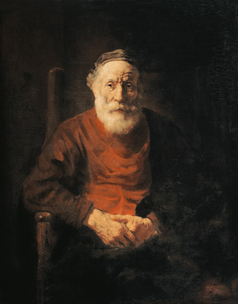 Portrait of an old man in a red gown. de Rembrandt van Rijn