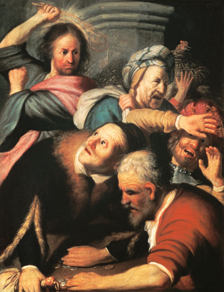 Christ Driving the Money Lenders from the Temple de Rembrandt van Rijn