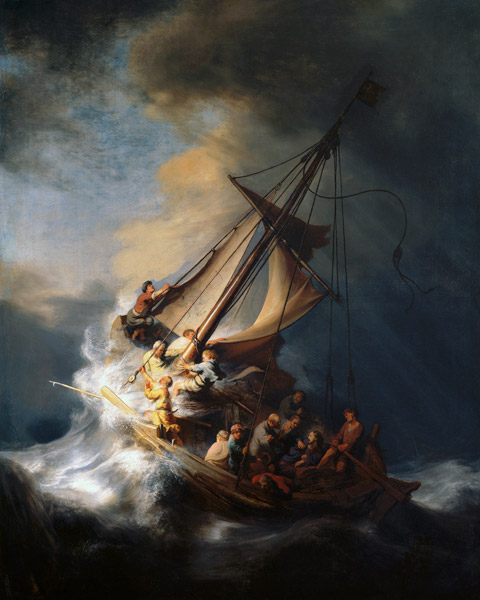 Christ in the storm on the lake Genezareth de Rembrandt van Rijn