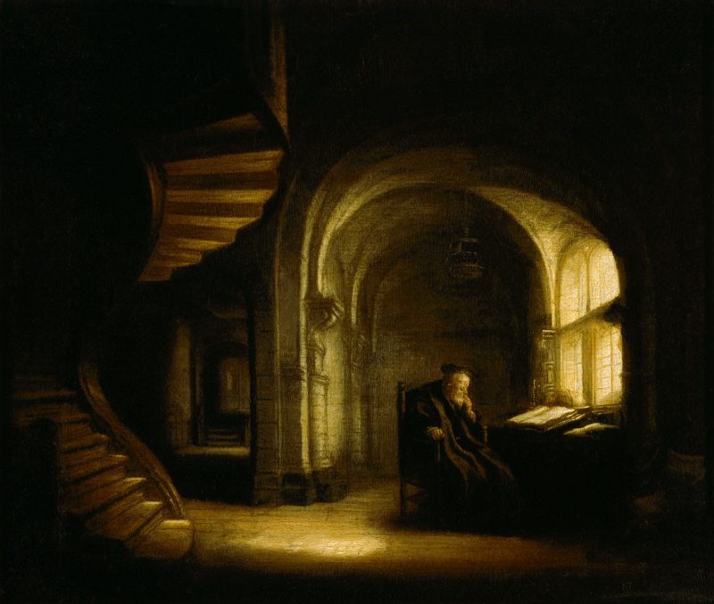 Philosopher with an Open Book de Rembrandt van Rijn
