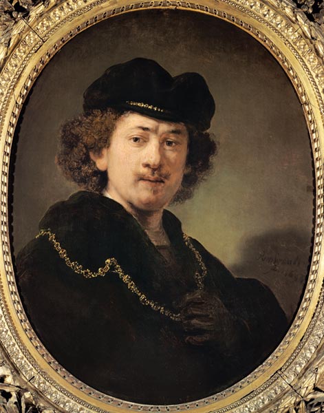 Self-portrait with cap and golden chain de Rembrandt van Rijn