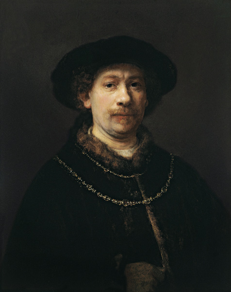 Self Portrait with Beret and Two Gold Chains de Rembrandt van Rijn