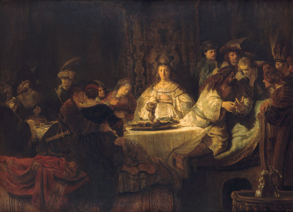 Simson at the wedding panel de Rembrandt van Rijn