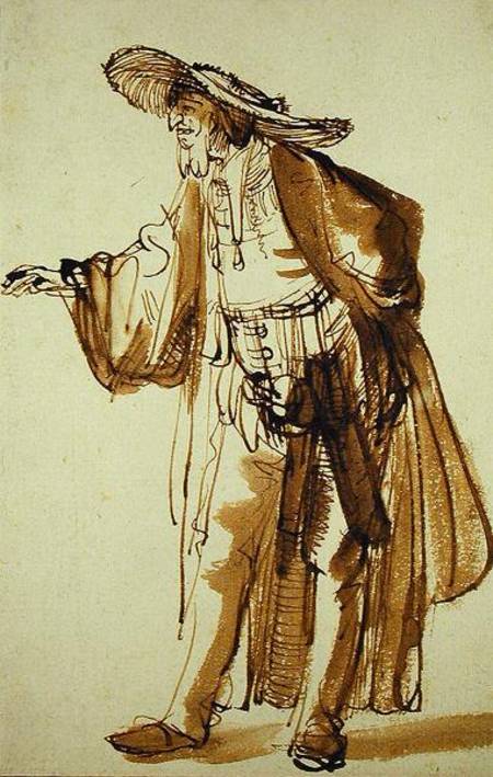 Actor with a Broad-rimmed Hat de Rembrandt van Rijn