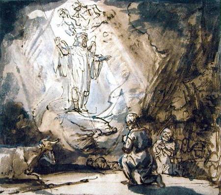 Annunciation to the Shepherds de Rembrandt van Rijn