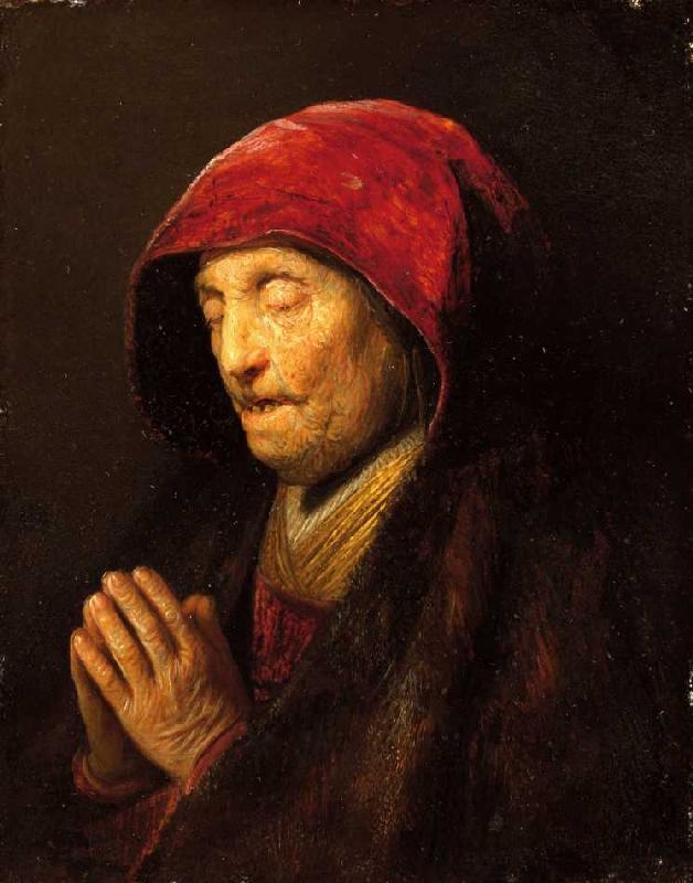 Betende alte Frau, bekannt als 'Rembrandts Mutter'. de Rembrandt van Rijn
