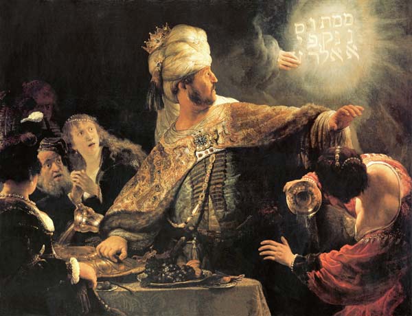 The feast of the Belshazzar de Rembrandt van Rijn