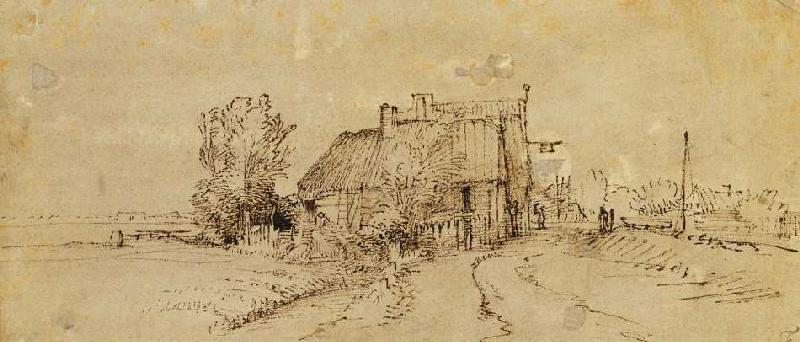 Eine Gaststätte am Straßenrand. de Rembrandt van Rijn