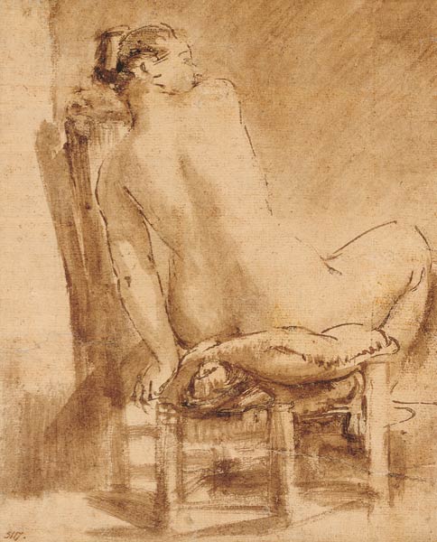 Female back act. de Rembrandt van Rijn