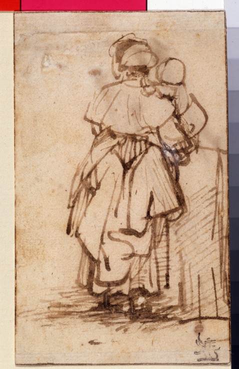 Woman with a Child on Her Lap de Rembrandt van Rijn