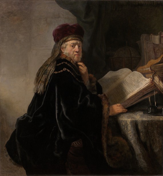 A Scholar Seated at a Desk (Scholar at his Study) de Rembrandt van Rijn