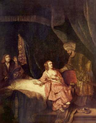 Josef and Potiphar de Rembrandt van Rijn